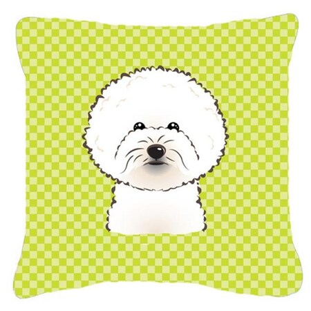 Carolines Treasures Carolines Treasures BB1279PW1818 Checkerboard Lime Green Bichon Frise Fabric Decorative Pillow; 18 x 18 In. BB1279PW1818